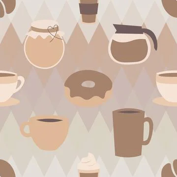 Seamless repeating pattern for coffee lovers 스톡 일러스트