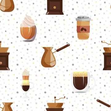 Seamless repeating pattern for coffee lovers Illustrazione stock