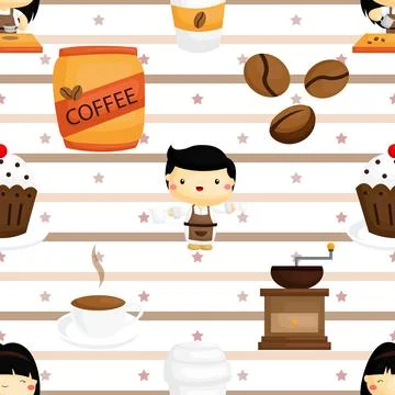 Seamless repeating pattern for coffee lovers Stock Illustration
