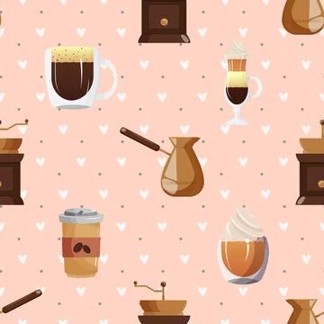Seamless repeating pattern for coffee lovers Stock Illustration