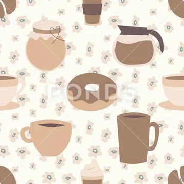 Seamless repeating pattern for coffee lovers Illustrazione stock