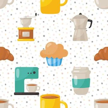 Seamless repeating pattern for coffee lovers Stock Illustration