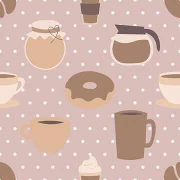 Seamless repeating pattern for coffee lovers Stock Illustration