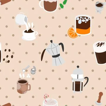 Seamless repeating pattern for coffee lovers Stock Illustration