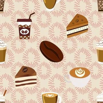 Seamless repeating pattern for coffee lovers Stock Illustration