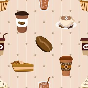 Seamless repeating pattern for coffee lovers Stock Illustration