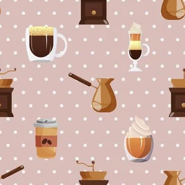 Seamless repeating pattern for coffee lovers Stock Illustration