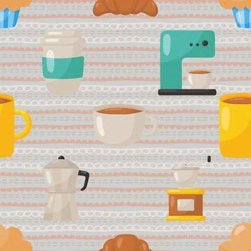 Seamless repeating pattern for coffee lovers Stock Illustration