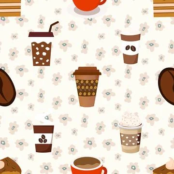 Seamless repeating pattern for coffee lovers イラスト素材