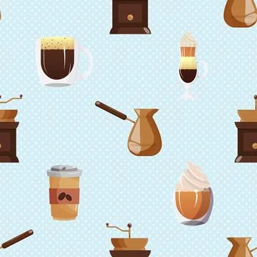 Seamless repeating pattern for coffee lovers Stock Illustration