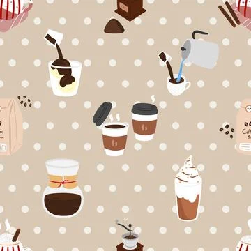 Seamless repeating pattern for coffee lovers Stock Illustration