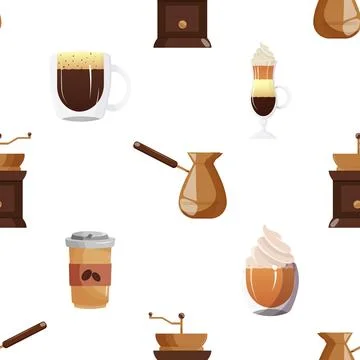 Seamless repeating pattern for coffee lovers Stock Illustration