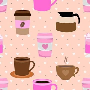 Seamless repeating pattern for coffee lovers Stock Illustration