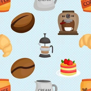 Seamless repeating pattern for coffee lovers Stock Illustration