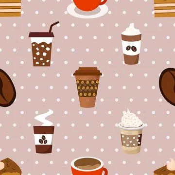 Seamless repeating pattern for coffee lovers Stock Illustration