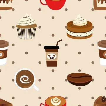 Seamless repeating pattern for coffee lovers Stock Illustration