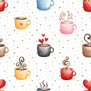 Seamless repeating pattern for coffee lovers Illustrazione stock