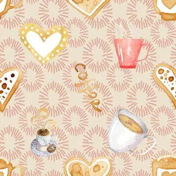 Seamless repeating pattern for coffee lovers Stock Illustration
