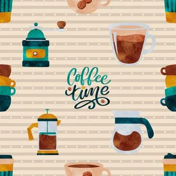 Seamless repeating pattern for coffee lovers Illustrazione stock