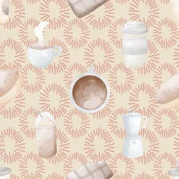 Seamless repeating pattern for coffee lovers Illustrazione stock