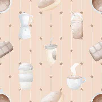 Seamless repeating pattern for coffee lovers Illustrazione stock