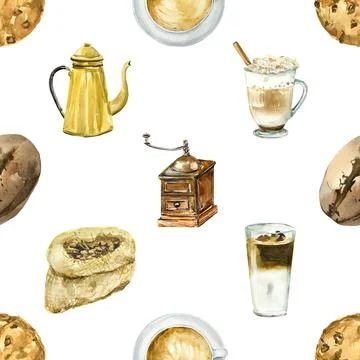 Seamless repeating pattern for coffee lovers Stock Illustration