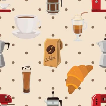 Seamless repeating pattern for coffee lovers Illustrazione stock