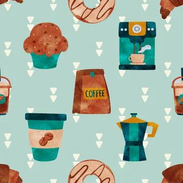 Seamless repeating pattern for coffee lovers Illustrazione stock