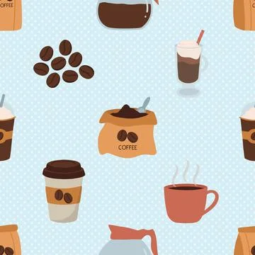 Seamless repeating pattern for coffee lovers Illustrazione stock