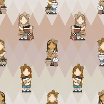 Seamless repeating pattern for coffee lovers Stock Illustration