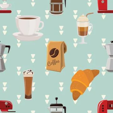 Seamless repeating pattern for coffee lovers Stock Illustration
