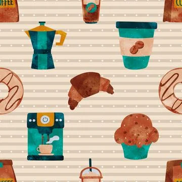 Seamless repeating pattern for coffee lovers Stock Illustration