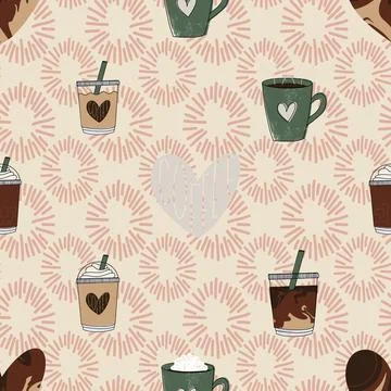 Seamless repeating pattern for coffee lovers Stock Illustration