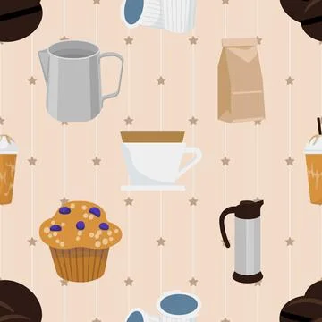 Seamless repeating pattern for coffee lovers Stock Illustration