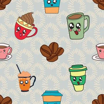 Seamless repeating pattern for coffee lovers Stock Illustration
