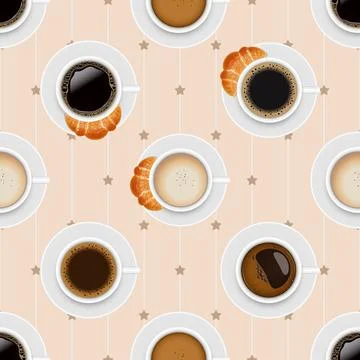 Seamless repeating pattern for coffee lovers 스톡 일러스트