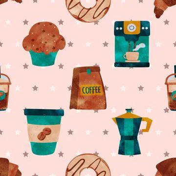 Seamless repeating pattern for coffee lovers Stock Illustration