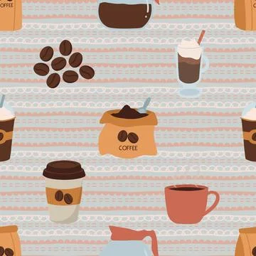 Seamless repeating pattern for coffee lovers Illustrazione stock