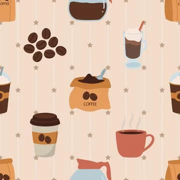 Seamless repeating pattern for coffee lovers Stock Illustration