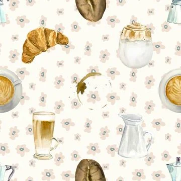 Seamless repeating pattern for coffee lovers Stock Illustration