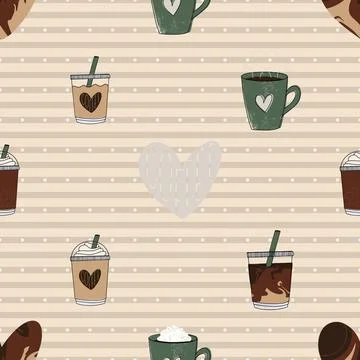 Seamless repeating pattern for coffee lovers Illustrazione stock