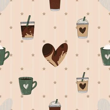 Seamless repeating pattern for coffee lovers Stock Illustration
