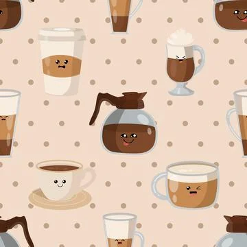 Seamless repeating pattern for coffee lovers Stock Illustration