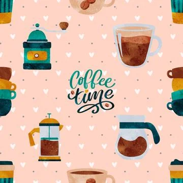 Seamless repeating pattern for coffee lovers Stock Illustration