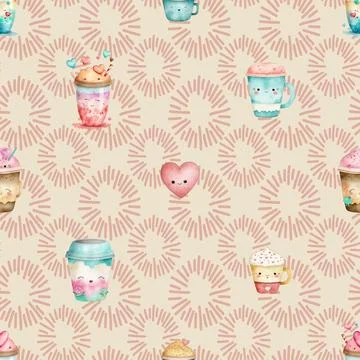 Seamless repeating pattern for coffee lovers 스톡 일러스트