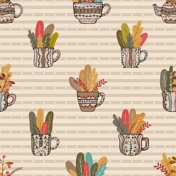 Seamless repeating pattern for coffee lovers Illustrazione stock
