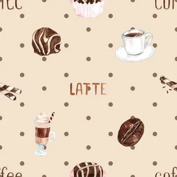 Seamless repeating pattern for coffee lovers Stock Illustration