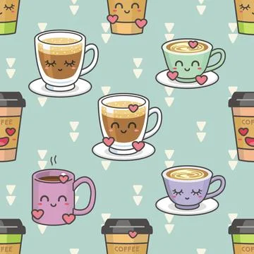 Seamless repeating pattern for coffee lovers Illustrazione stock