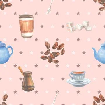 Seamless repeating pattern for coffee lovers Stock Illustration