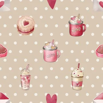 Seamless repeating pattern for coffee lovers Stock Illustration